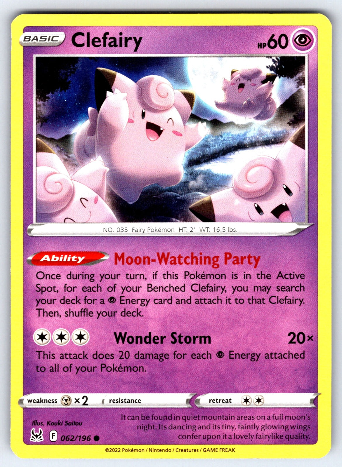Clefairy Common SWSH11: Lost Origin 062/196 NM 2022