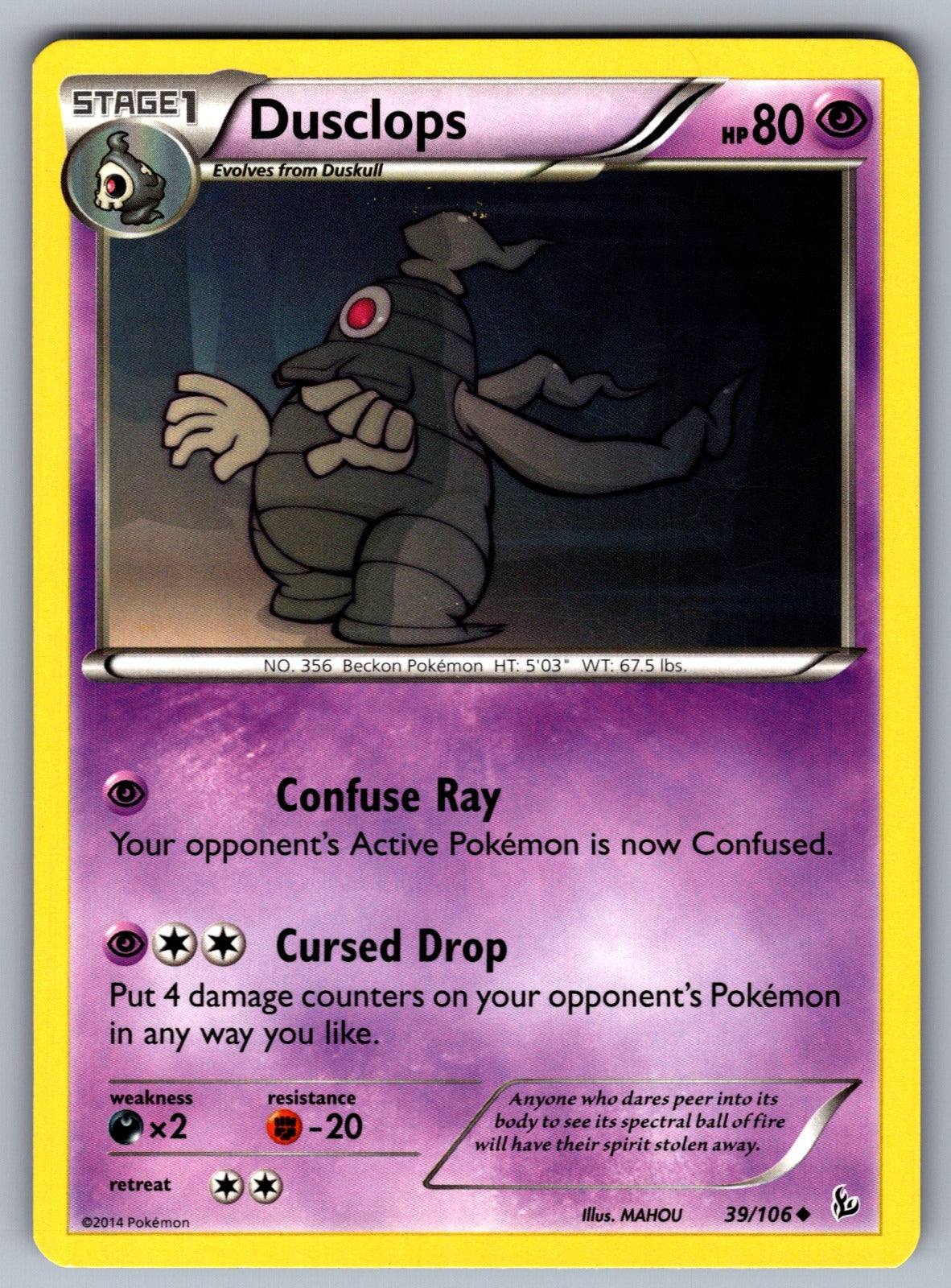 Dusclops Uncommon XY - Flashfire 39/106 LP 2014