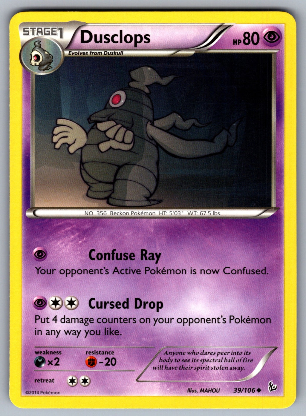 Dusclops Uncommon XY - Flashfire 39/106 LP 2014