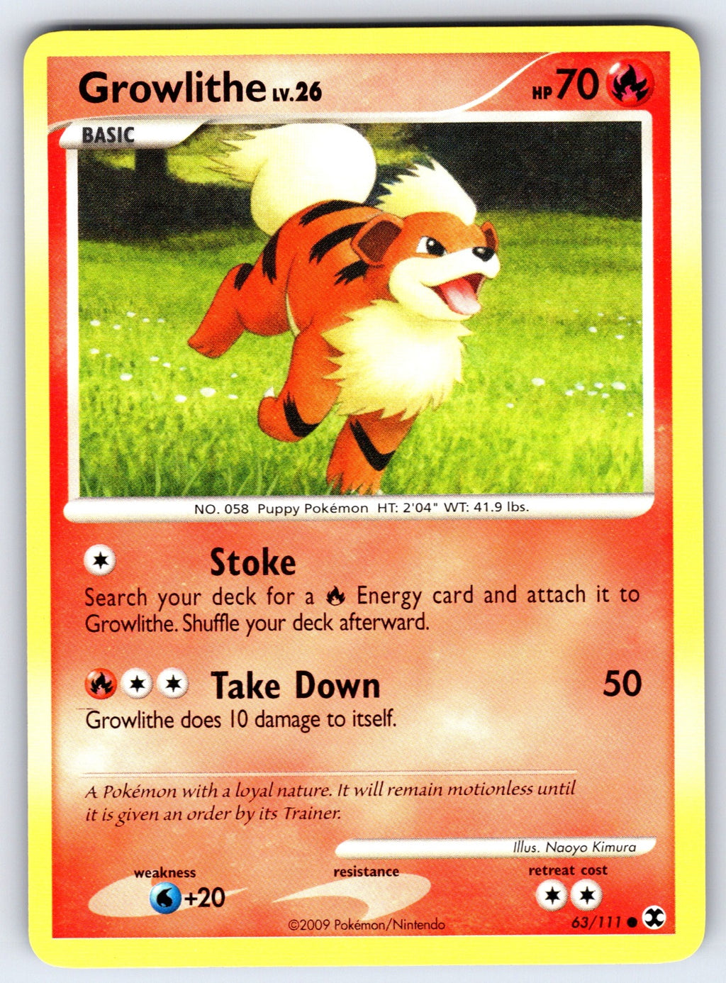 Growlithe Common Rising Rivals 63/111 LP 2009