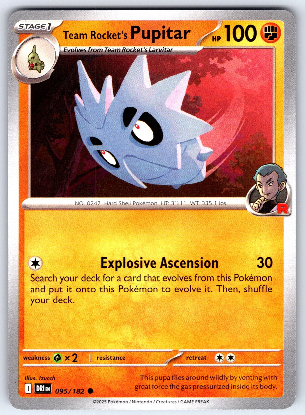 Team Rocket's Pupitar Common SV10: Destined Rivals 095/182 NM 2025