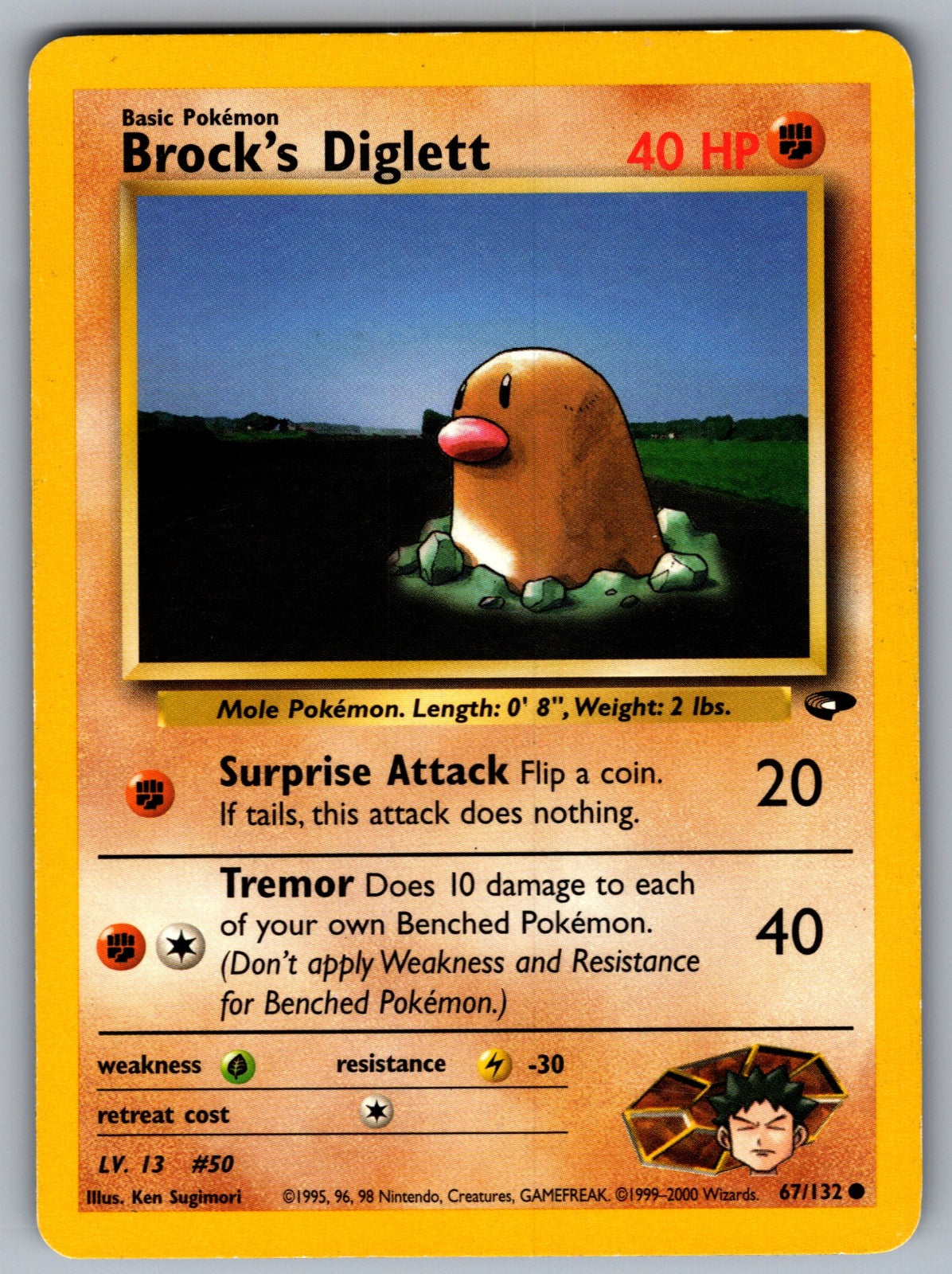 Brock's Diglett Unlimited Common Gym Challenge 067/132 NM 2000