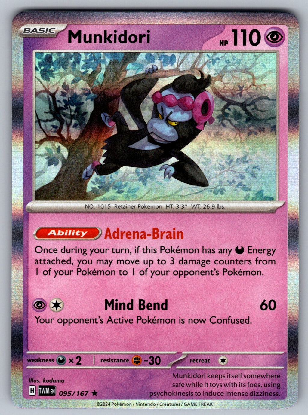 Munkidori Holo Rare SV06: Twilight Masquerade 095/167 NM 2024