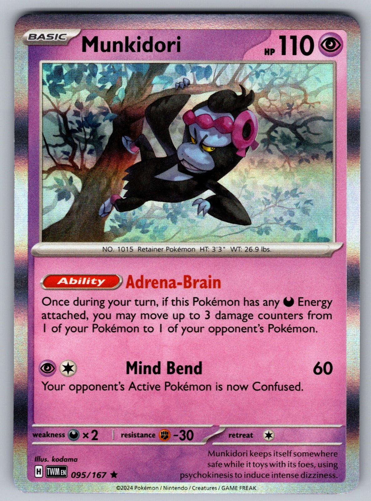 Munkidori Holo Rare SV06: Twilight Masquerade 095/167 NM 2024