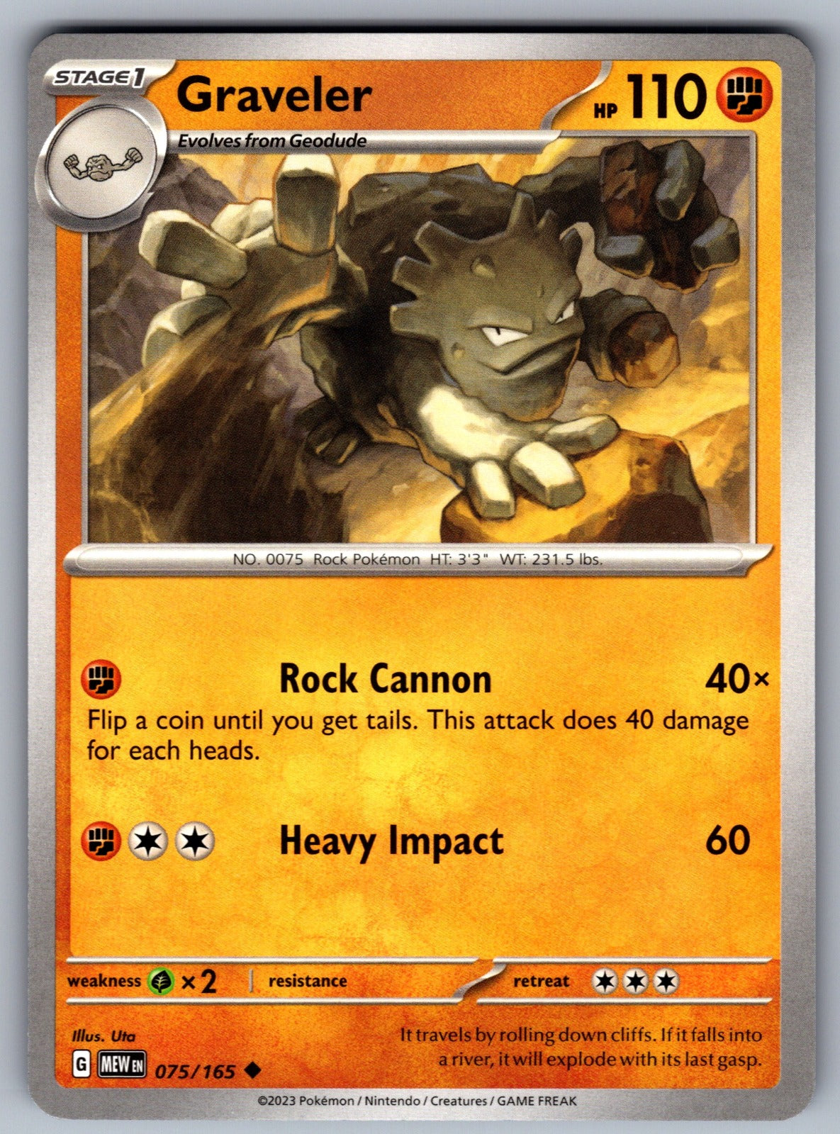 Graveler Uncommon SV: Scarlet & Violet 151 075/165 NM 2023