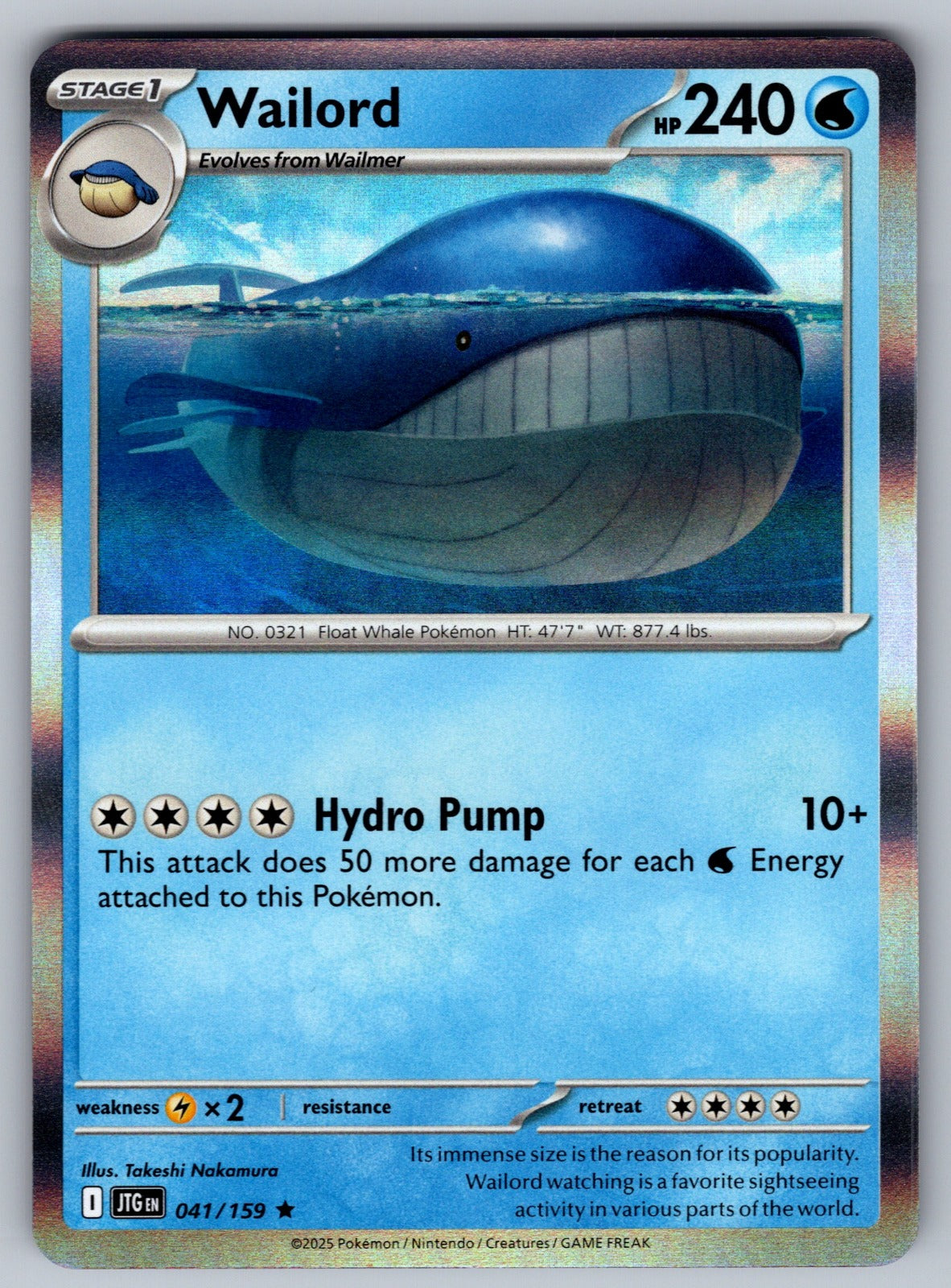 Wailord Holo Rare SV09: Journey Together 041/159 NM 2025