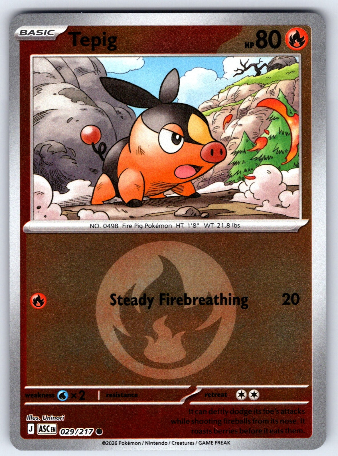 Tepig (Energy Symbol Pattern) Reverse Holo Common ME: Ascended Heroes 029/217 NM 2026