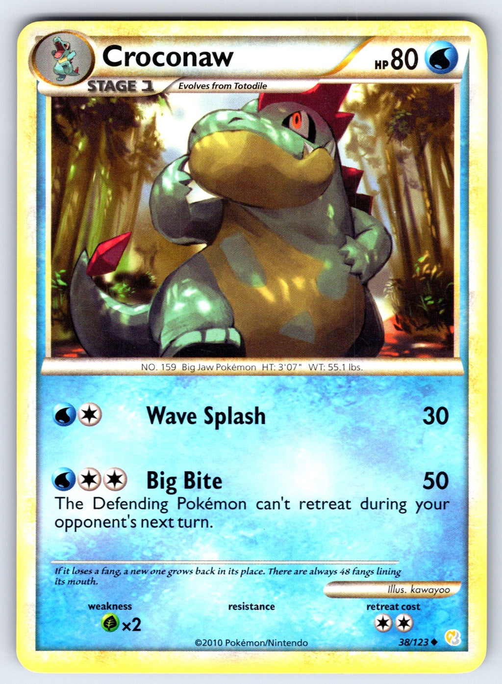 Croconaw Uncommon HeartGold SoulSilver 38/123 LP 2010