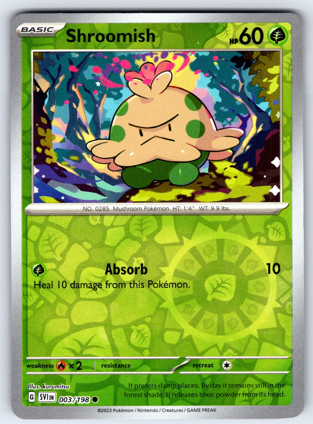 Shroomish Reverse Holo Common SV01: Scarlet & Violet Base Set 003/198 NM 2023