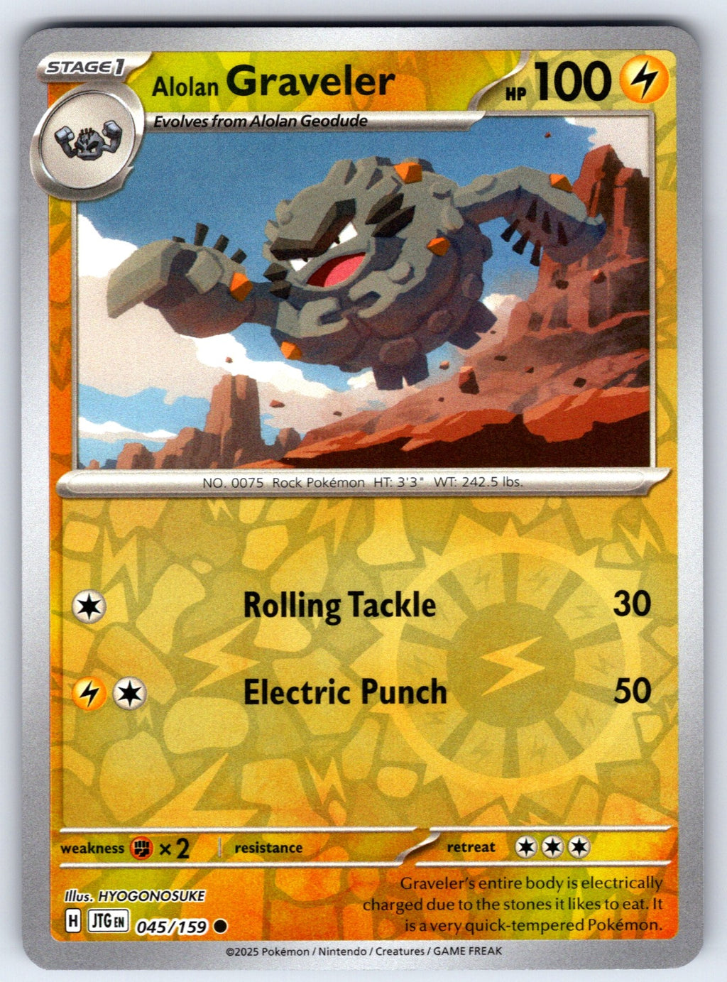 Alolan Graveler Reverse Holo Common SV09: Journey Together 045/159 NM 2025