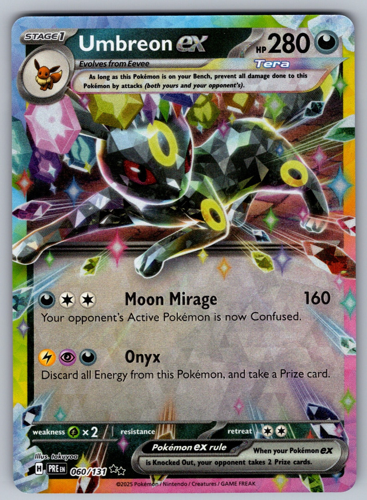 Umbreon ex Holo Double Rare SV: Prismatic Evolutions 060/131 NM 2025