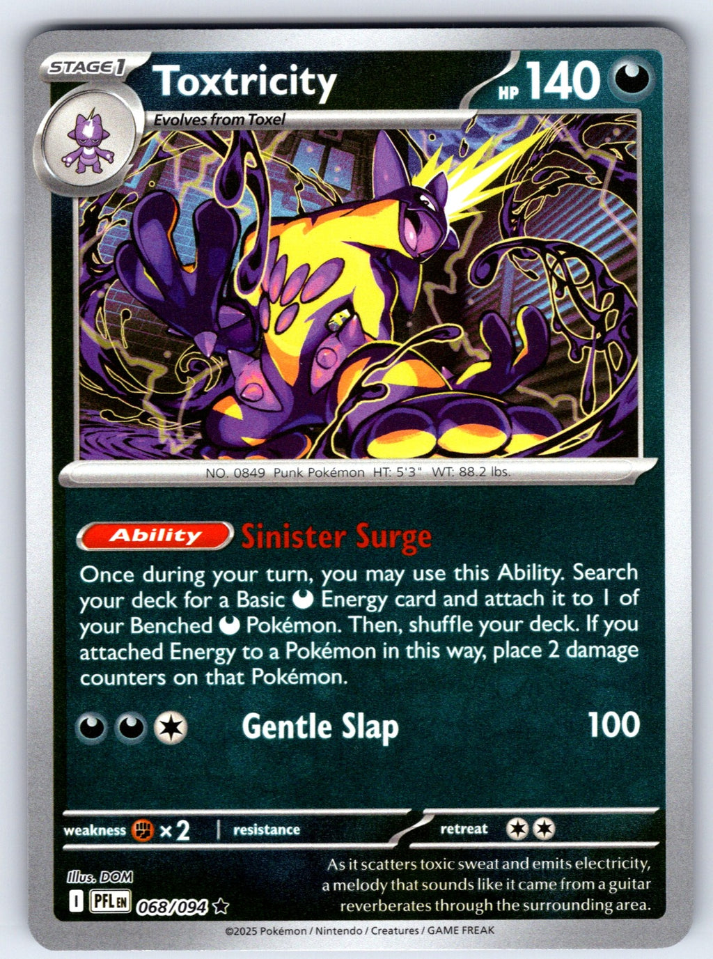 Toxtricity Reverse Holo Rare ME02: Phantasmal Flames 068/094 NM 2025