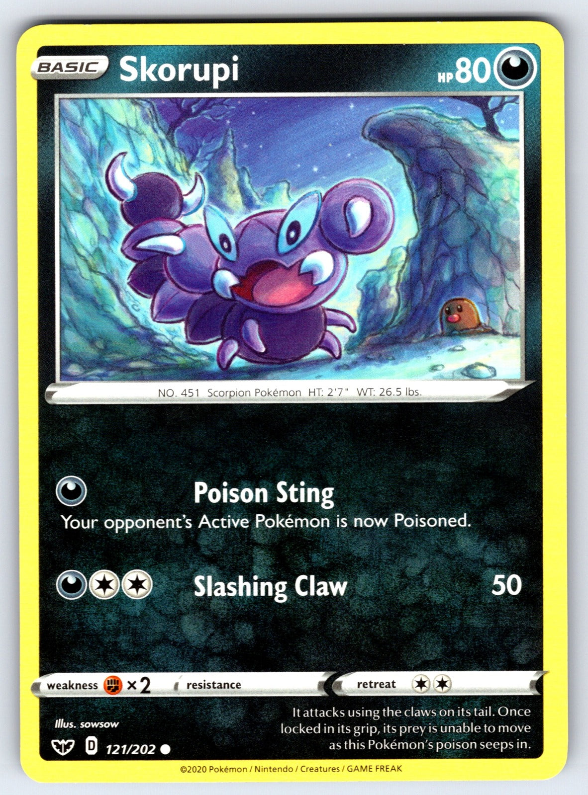 Skorupi Common SWSH01: Sword & Shield Base Set 121/202 NM 2020