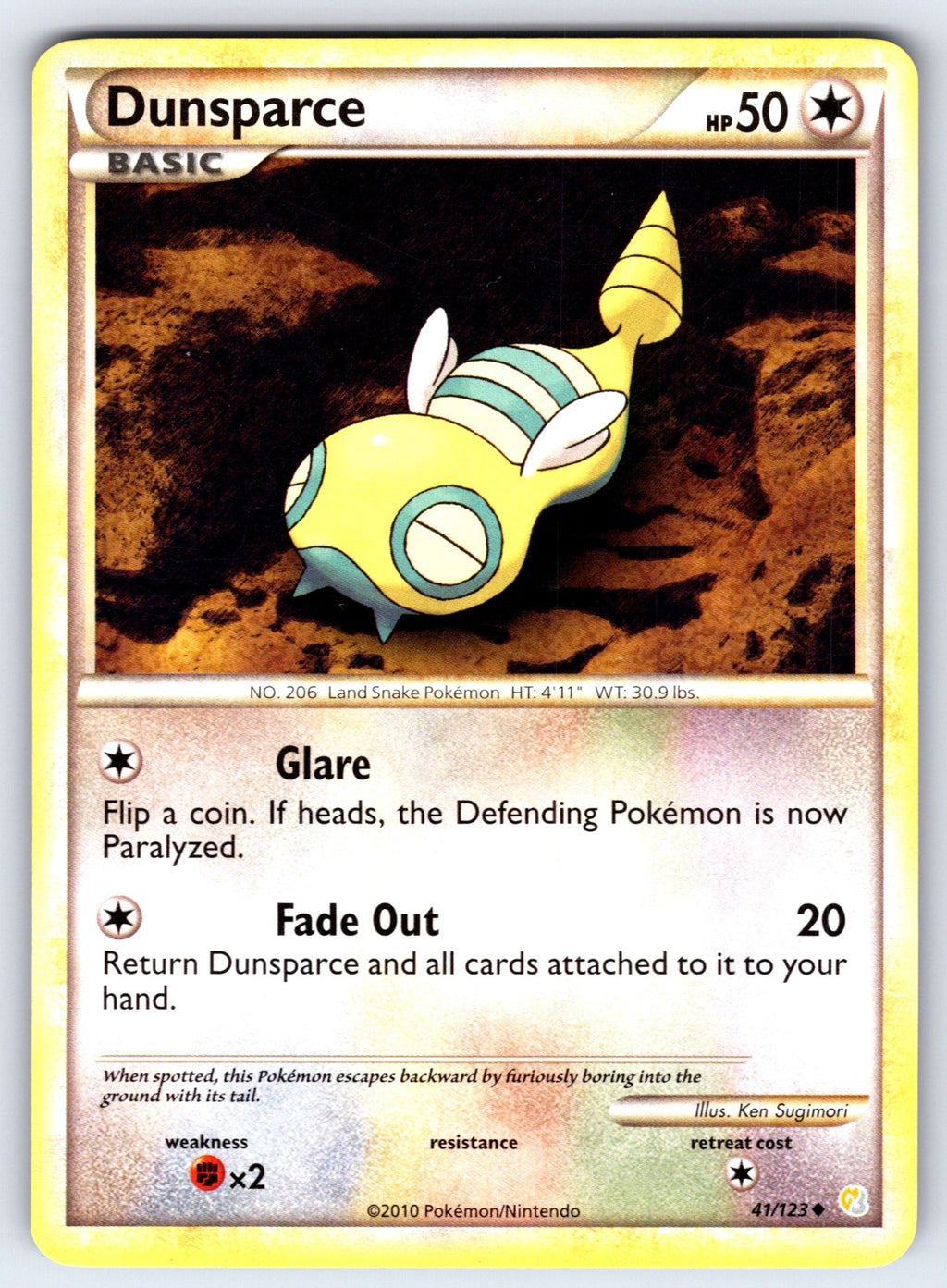 Dunsparce Uncommon HeartGold SoulSilver 41/123 LP 2010