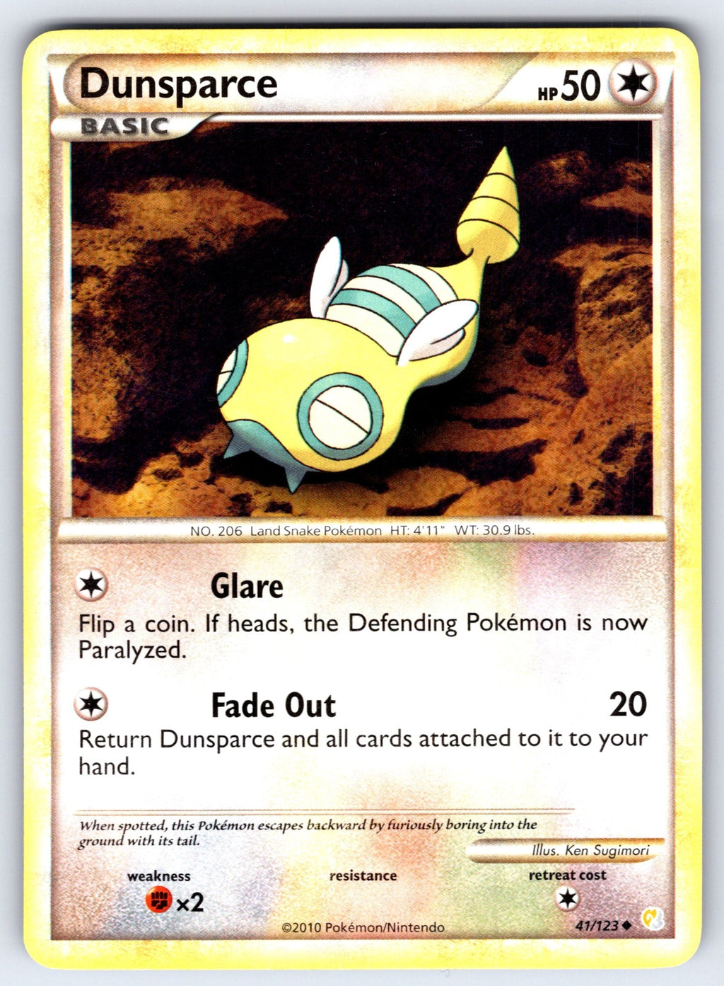 Dunsparce Uncommon HeartGold SoulSilver 41/123 LP 2010