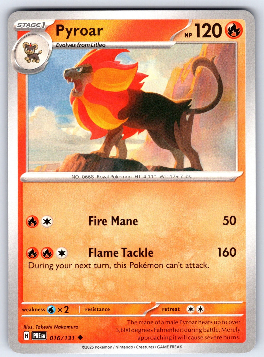 Pyroar Uncommon SV: Prismatic Evolutions 016/131 NM 2025