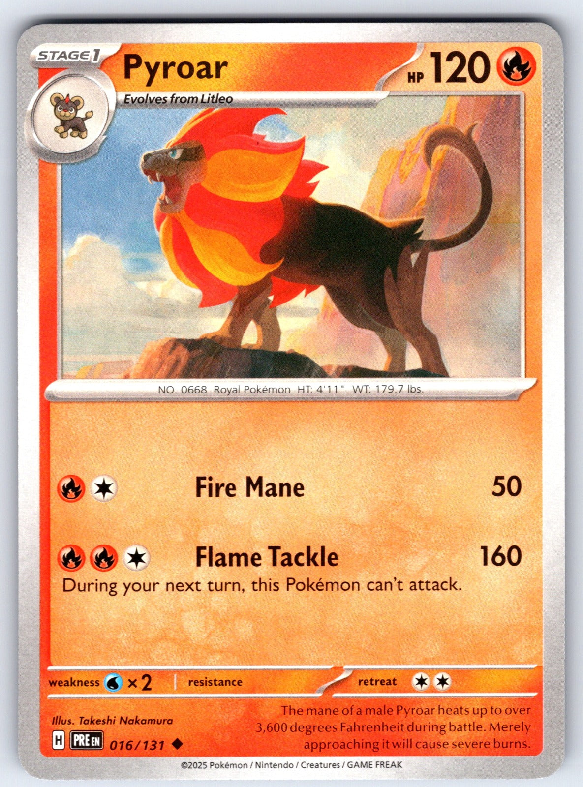 Pyroar Uncommon SV: Prismatic Evolutions 016/131 NM 2025