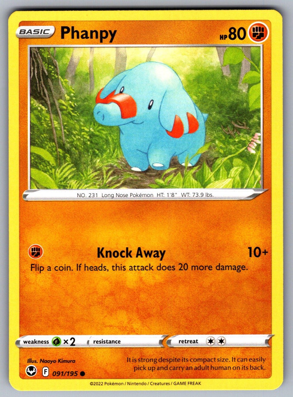 Phanpy Common SWSH12: Silver Tempest 091/195 NM 2022