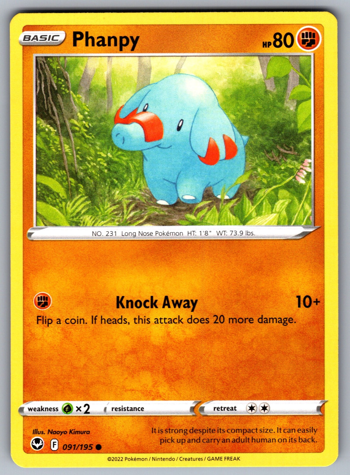 Phanpy Common SWSH12: Silver Tempest 091/195 NM 2022