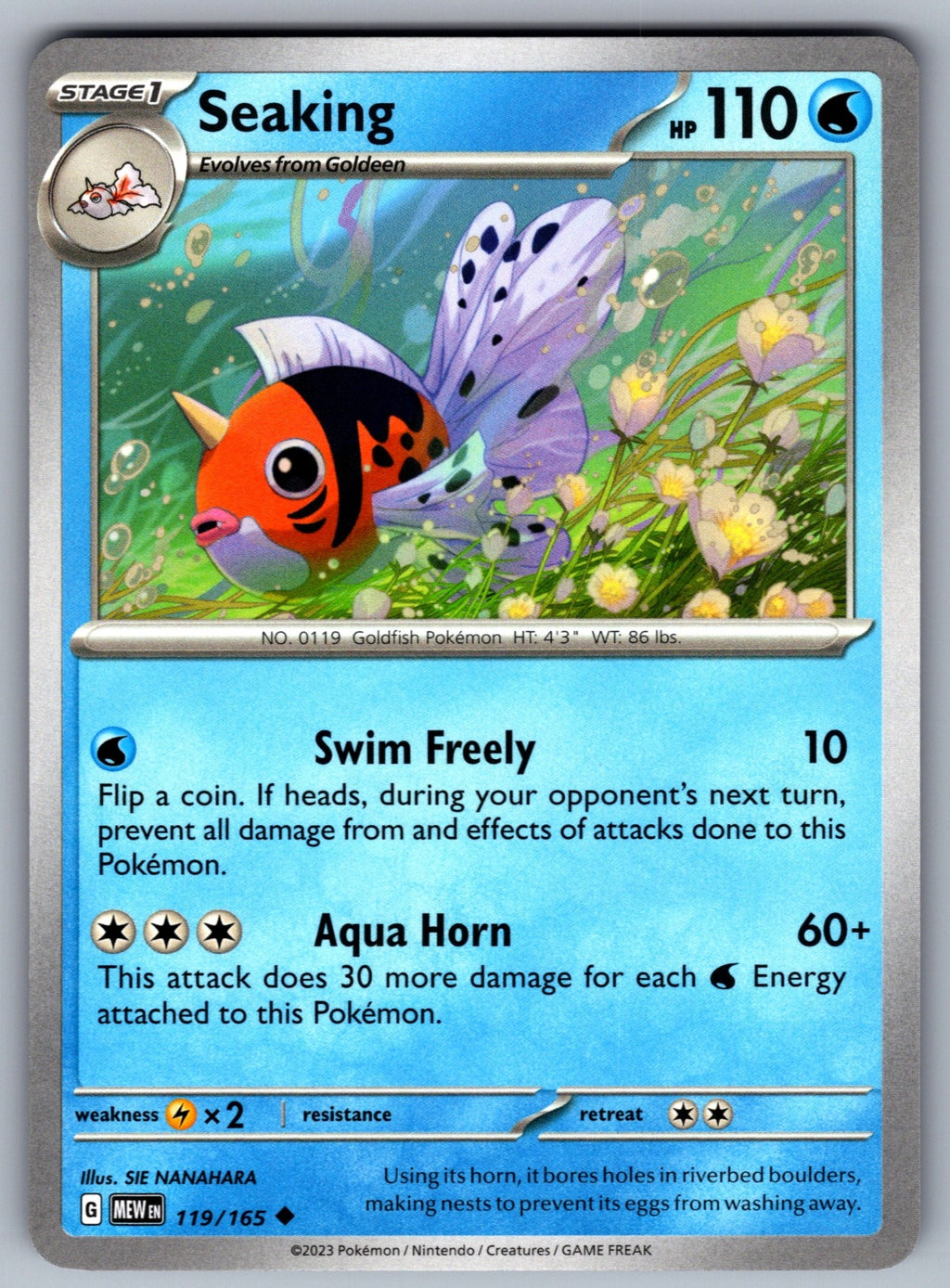 Seaking Uncommon SV: Scarlet & Violet 151 119/165 NM 2023