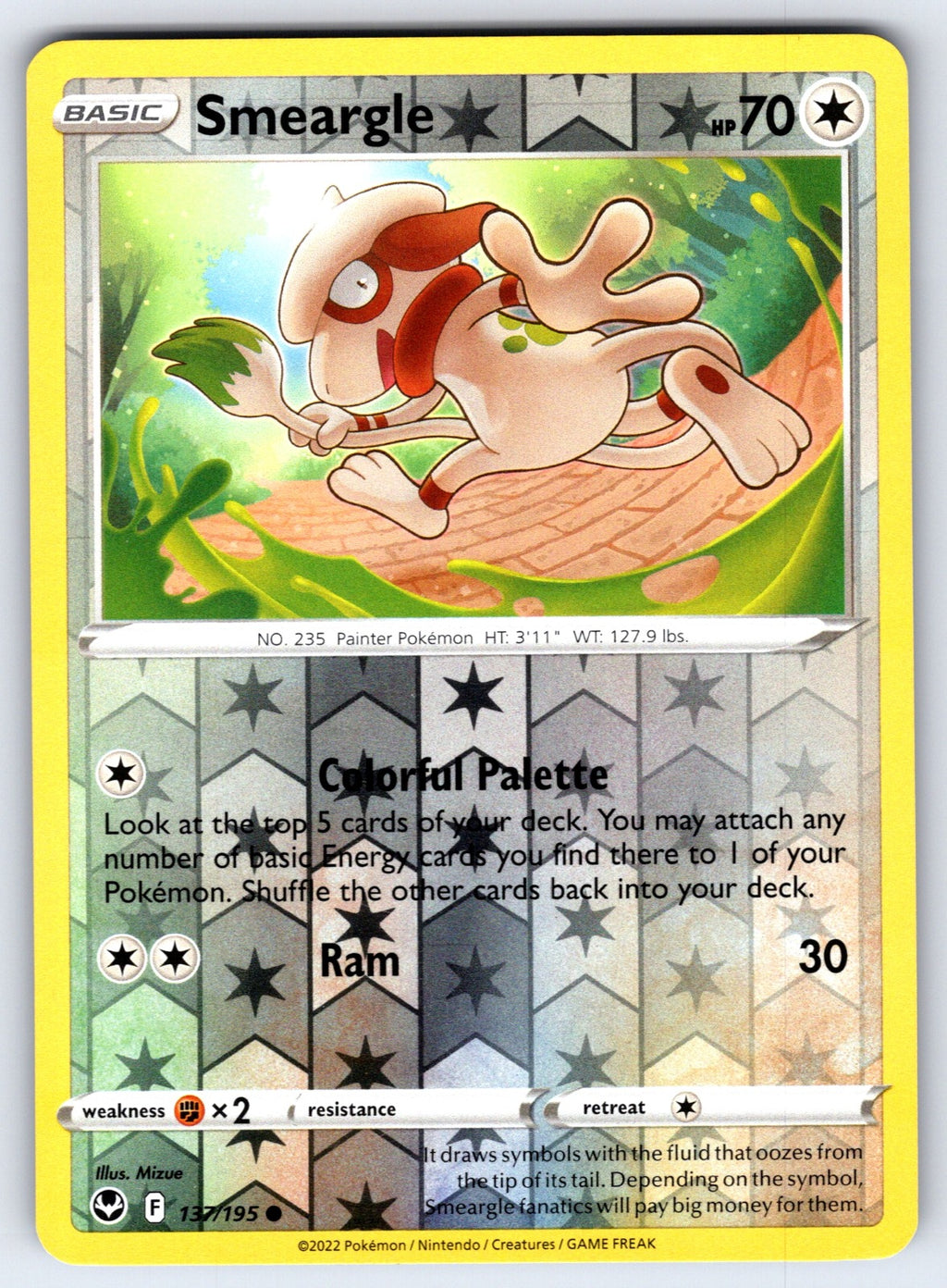 Smeargle Reverse Holo Common SWSH12: Silver Tempest 137/195 NM 2022