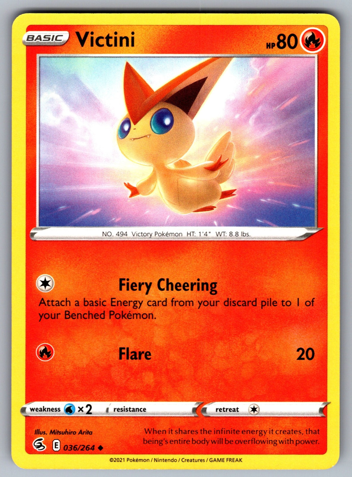 Victini Uncommon SWSH08: Fusion Strike 036/264 NM 2021