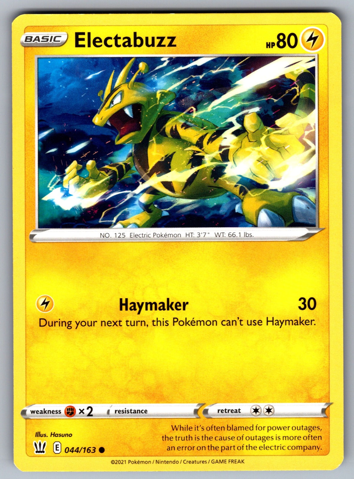 Electabuzz Common SWSH05: Battle Styles 044/163 NM 2021
