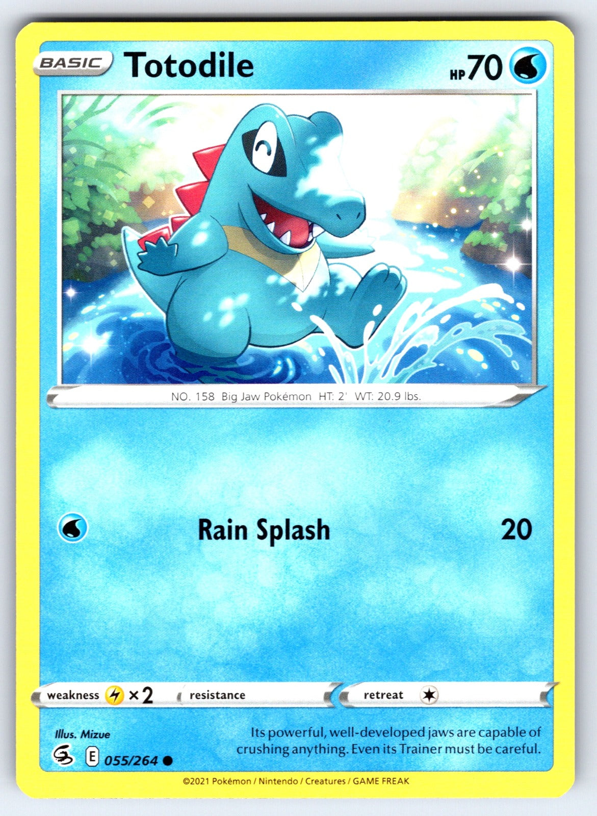 Totodile Common SWSH08: Fusion Strike 055/264 NM 2021