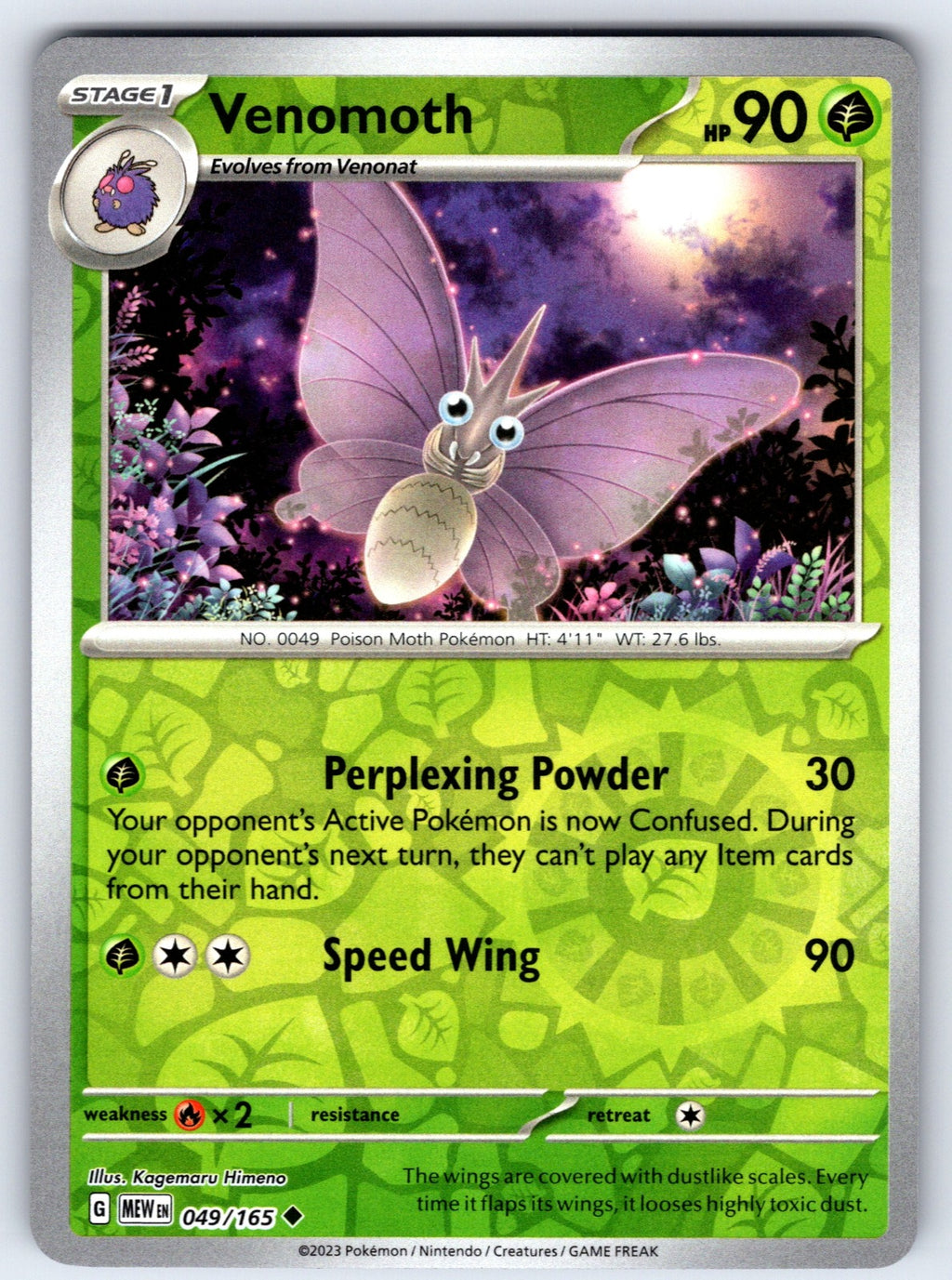 Venomoth Reverse Holo Uncommon SV: Scarlet & Violet 151 049/165 NM 2023