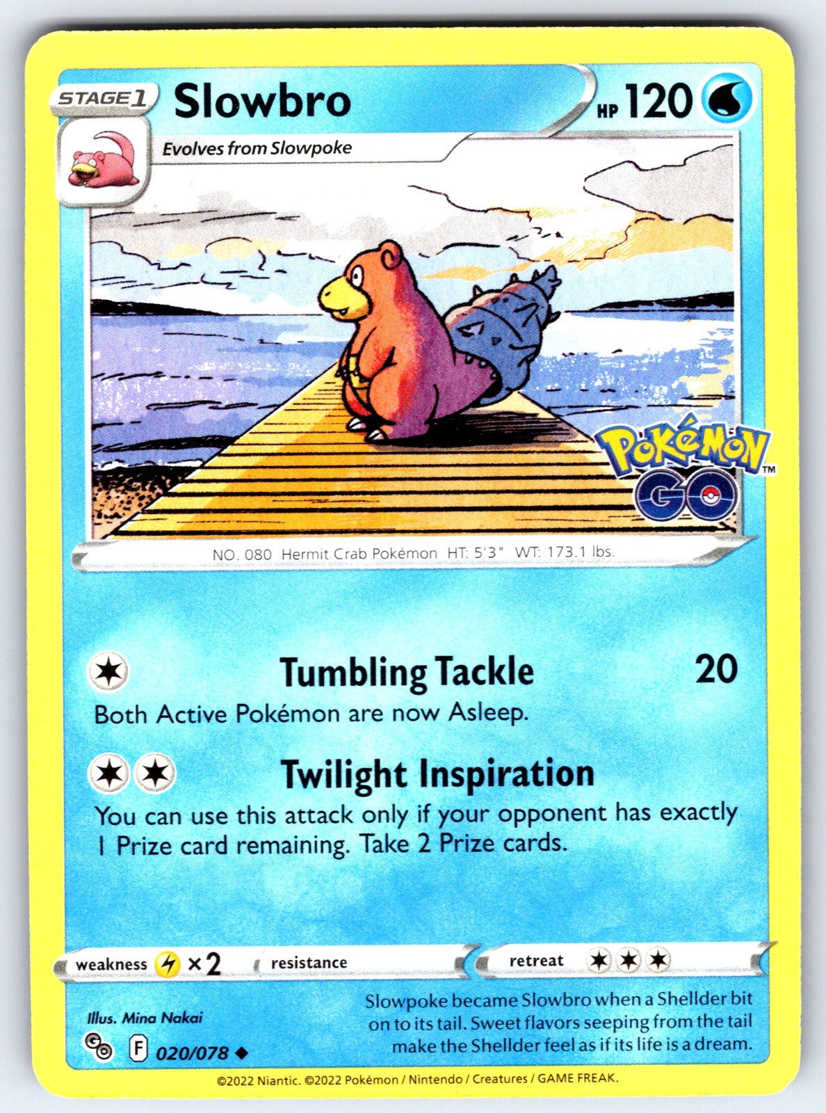 Slowbro Uncommon Pokemon GO 020/078 NM 2022