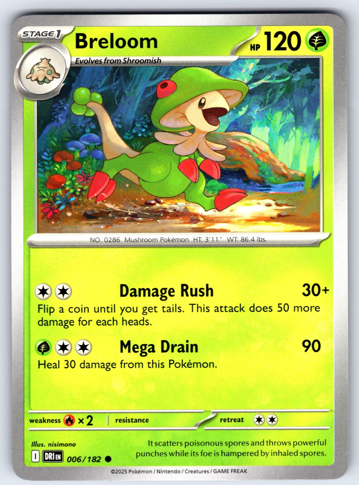 Breloom Common SV10: Destined Rivals 006/182 NM 2025