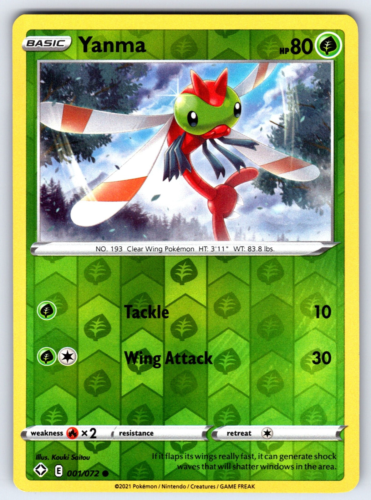 Yanma Reverse Holo Common Shining Fates 001/072 NM 2021