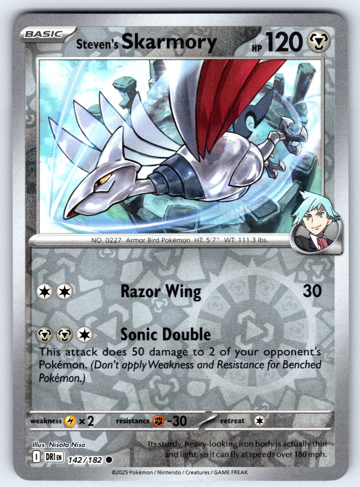 Steven's Skarmory Reverse Holo Common SV10: Destined Rivals 142/182 NM 2025