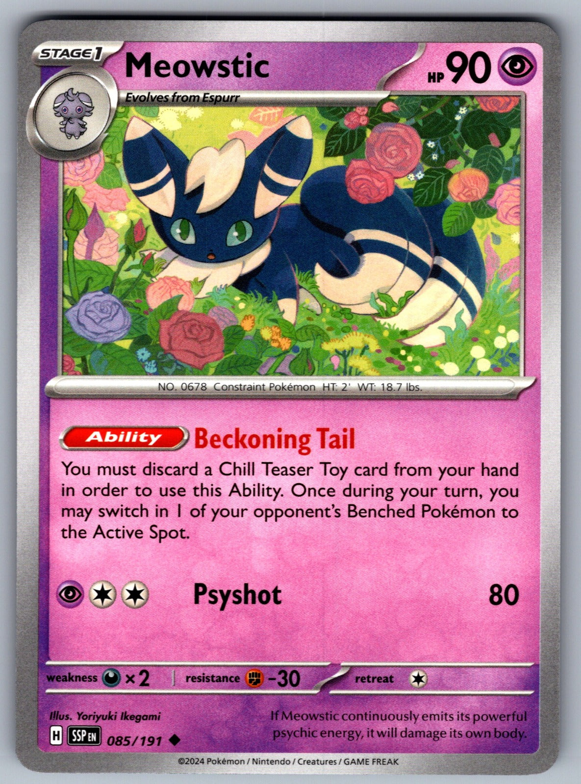 Meowstic Uncommon SV08: Surging Sparks 085/191 NM 2024