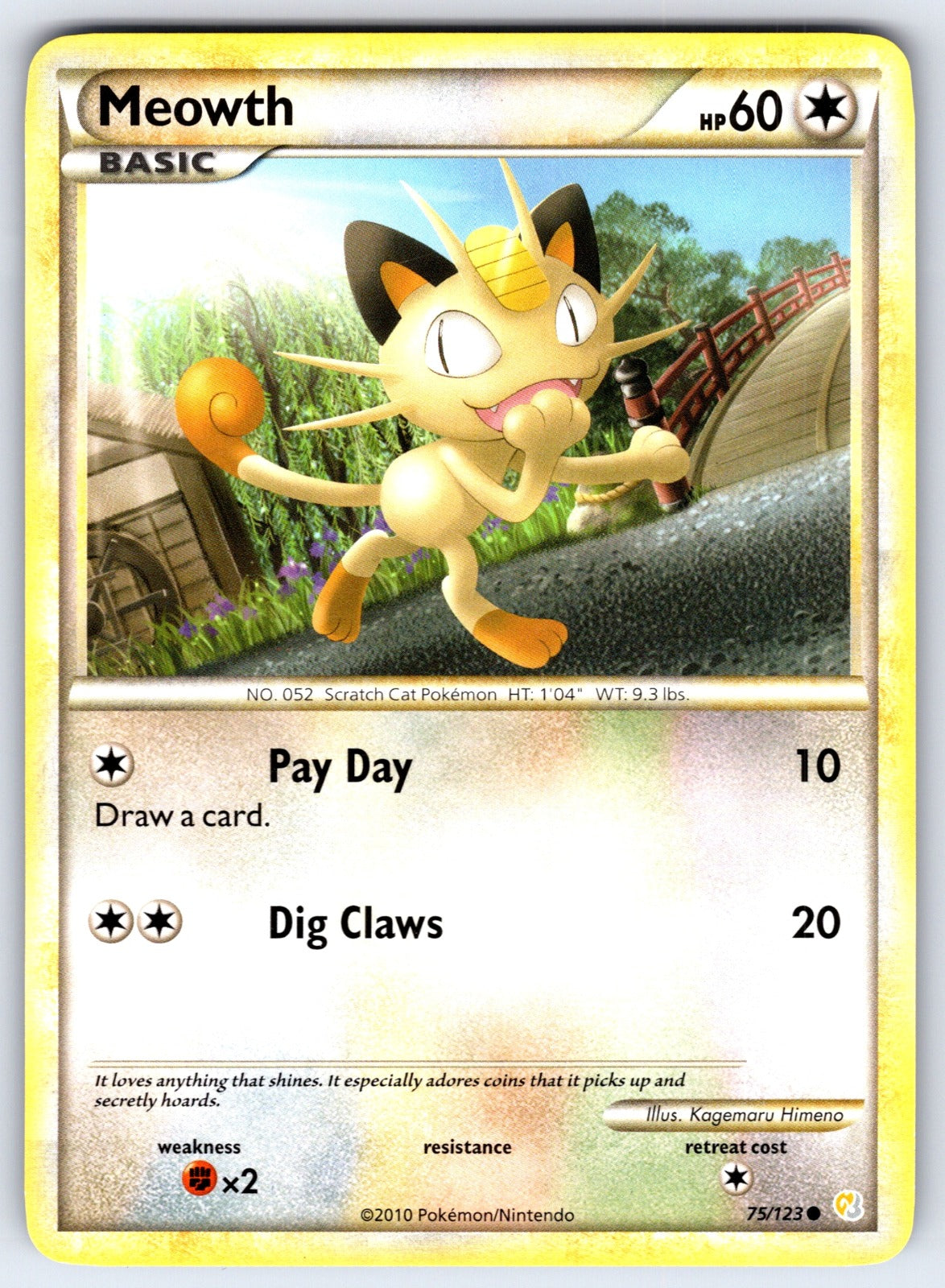 Meowth Common HeartGold SoulSilver 75/123 LP 2010