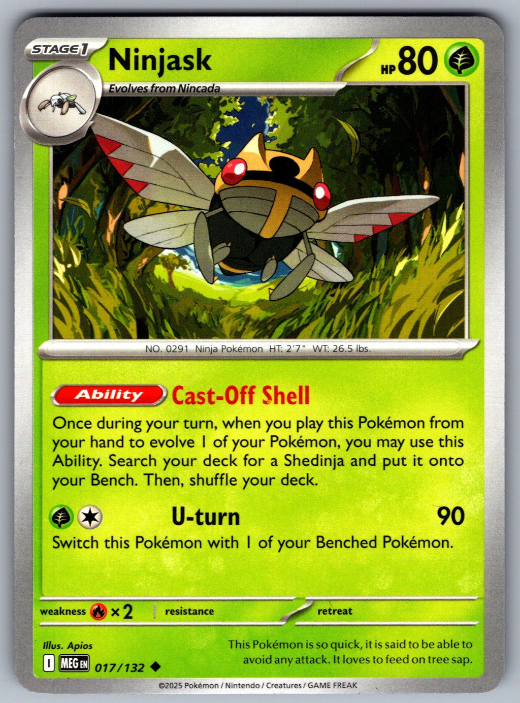 Ninjask Uncommon ME01: Mega Evolution 017/132 NM 2025