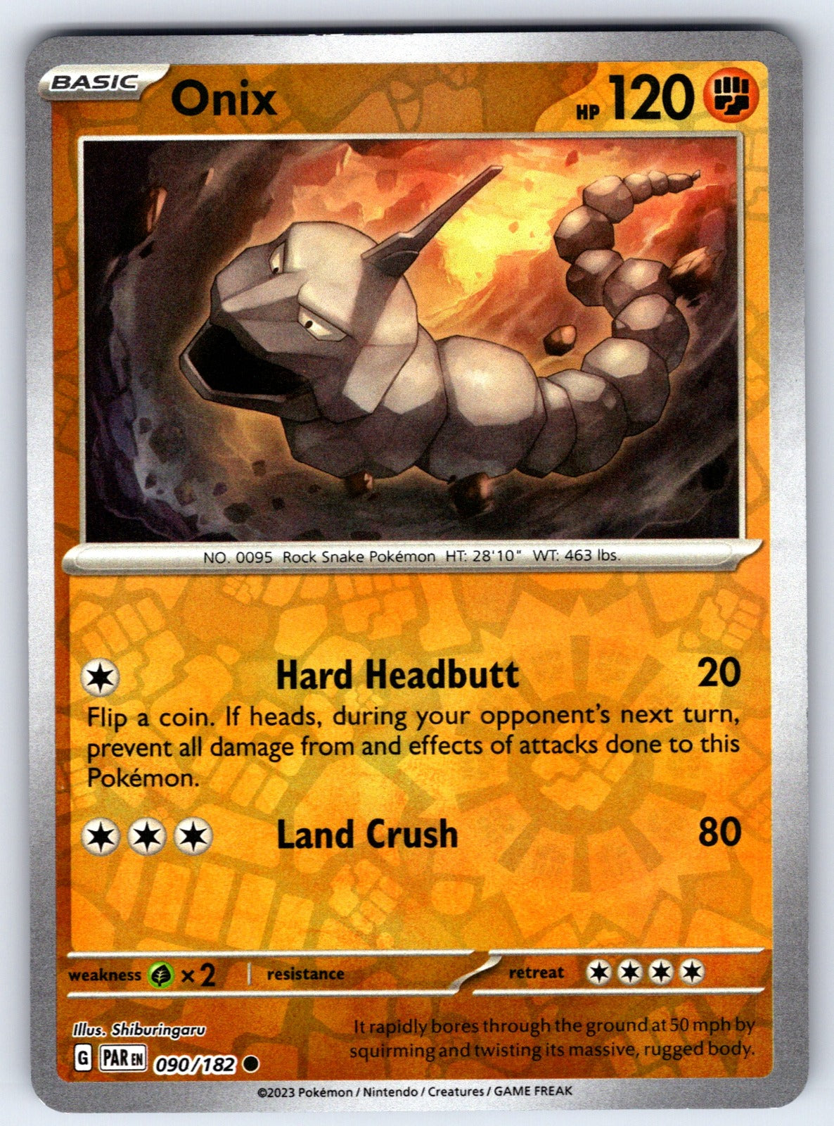 Onix Reverse Holo Common SV04: Paradox Rift 090/182 NM 2023