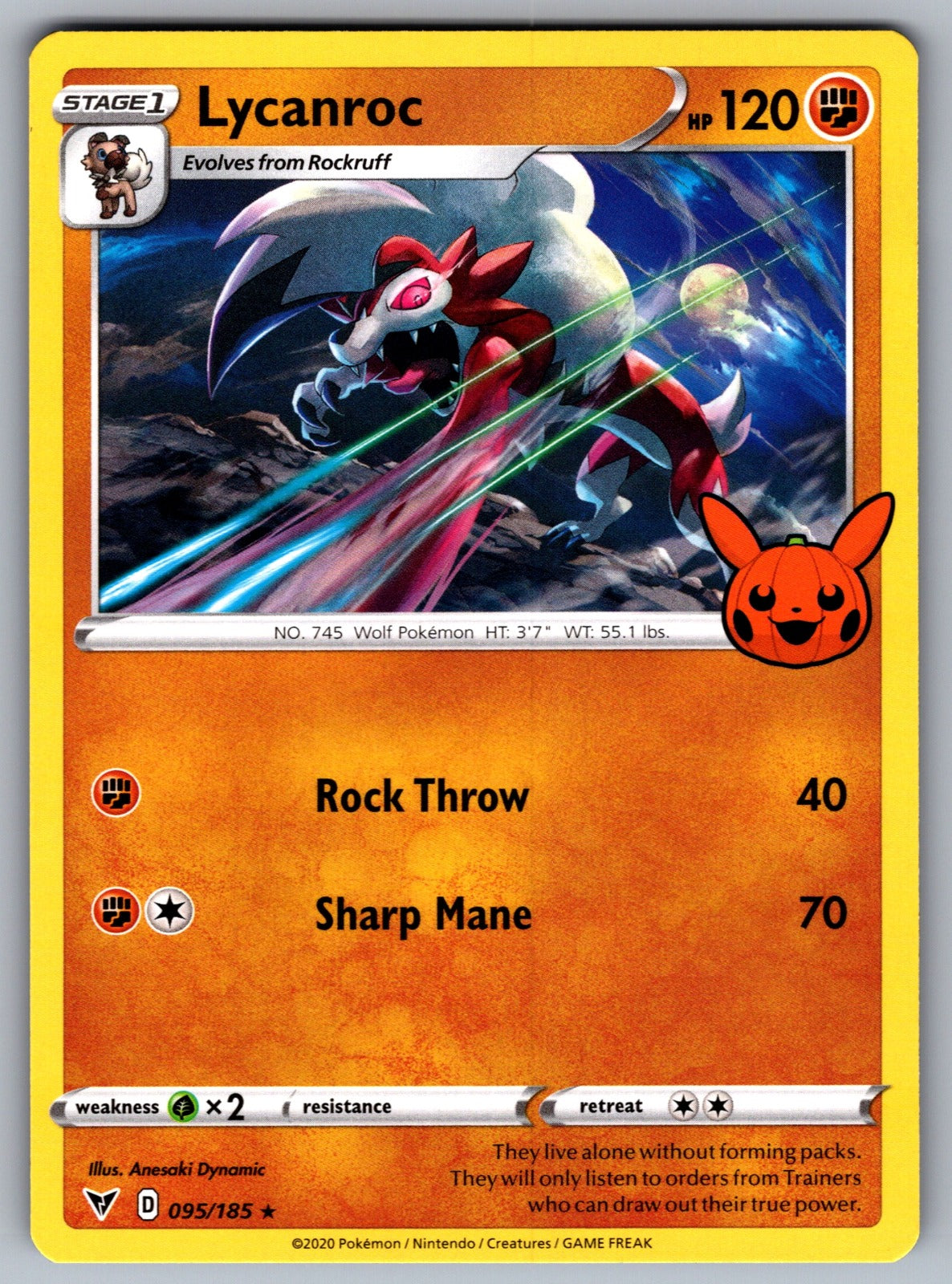 Lycanroc Rare Trick or Trade BOOster Bundle 2023 095/185 NM 2023
