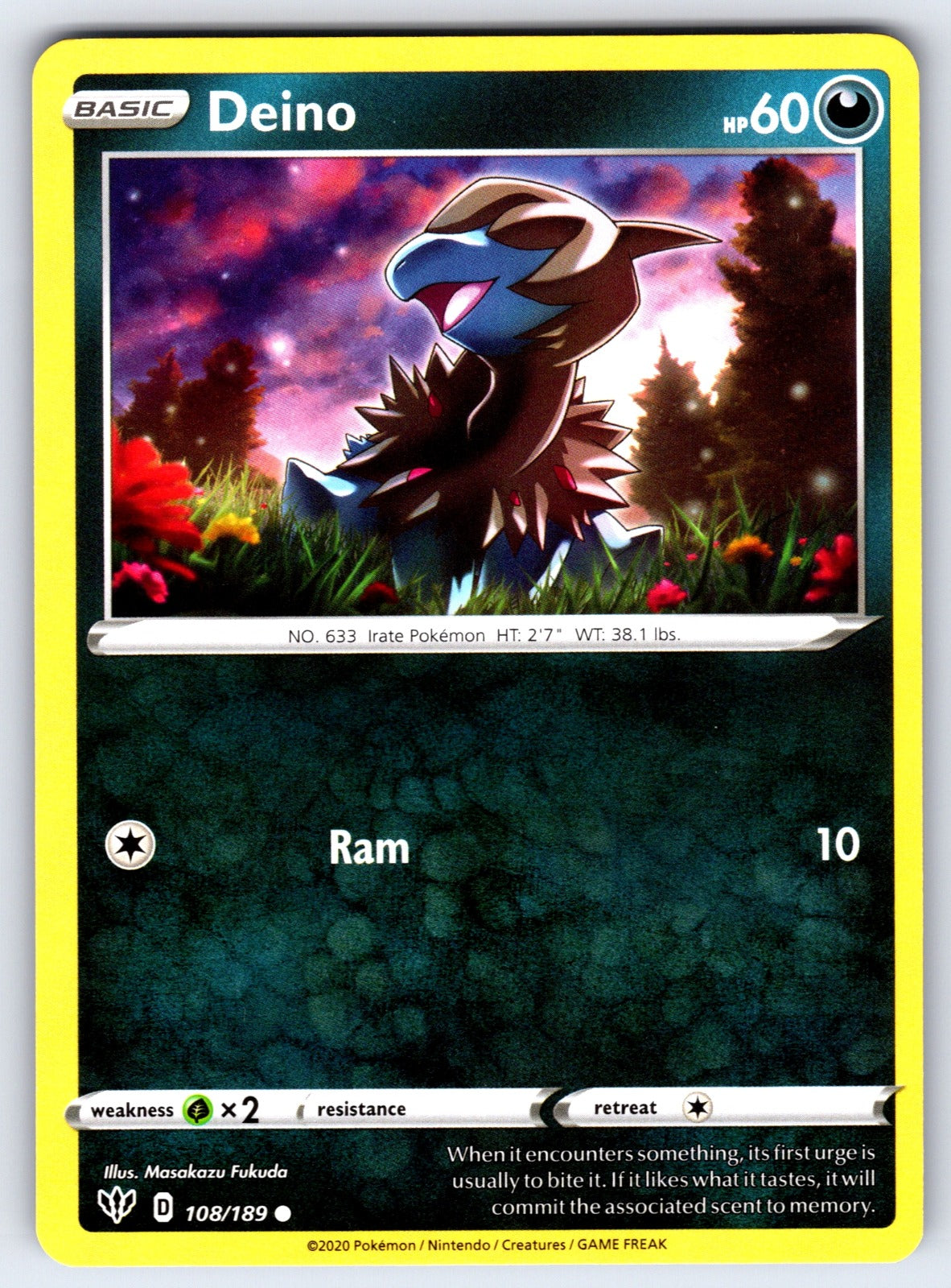 Deino Common SWSH03: Darkness Ablaze 108/189 NM 2020