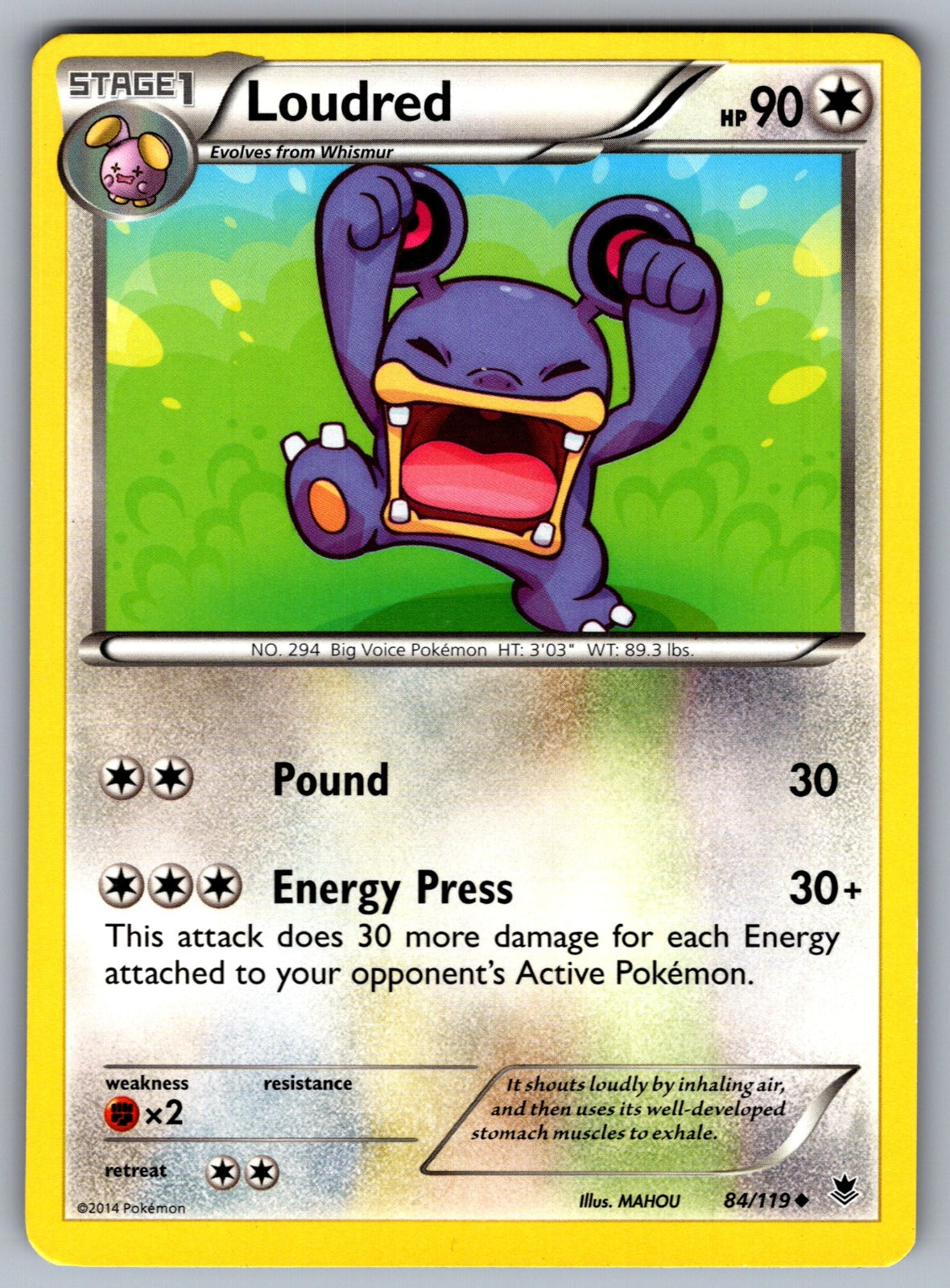 Loudred Uncommon XY - Phantom Forces 84/119 LP 2014