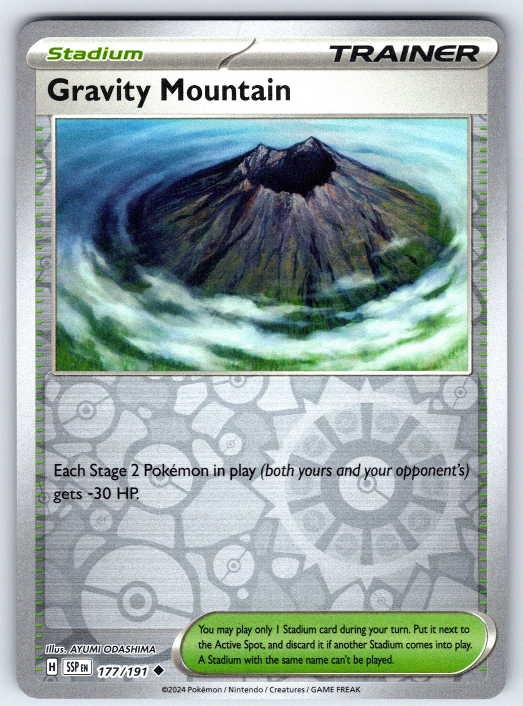Gravity Mountain Reverse Holo Uncommon SV08: Surging Sparks 177/191 NM 2024
