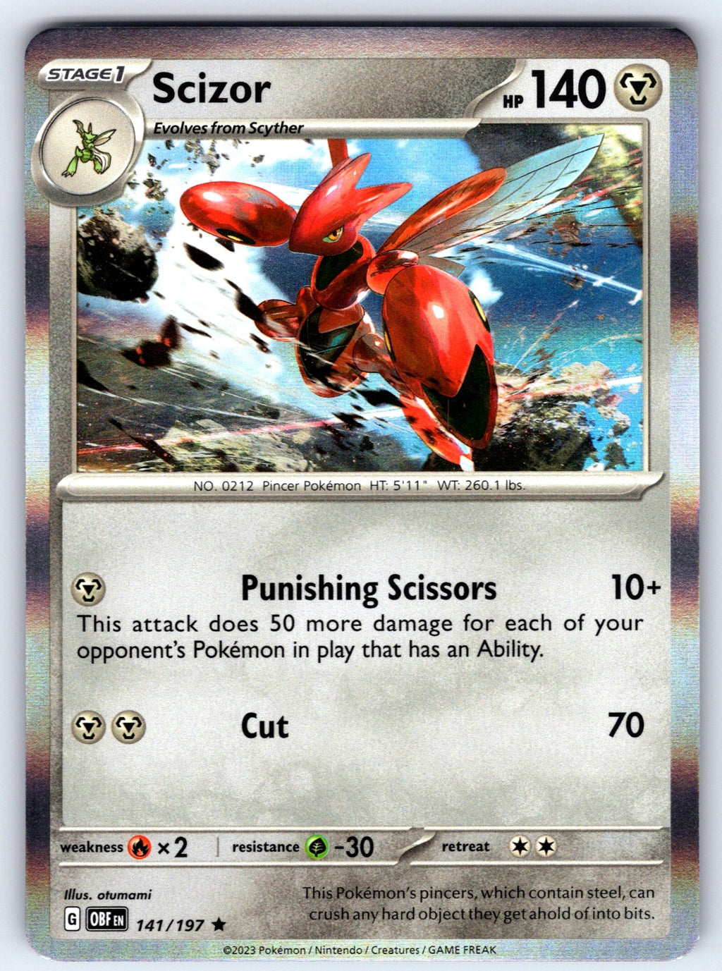 Scizor Holo Rare SV03: Obsidian Flames 141/197 NM 2023