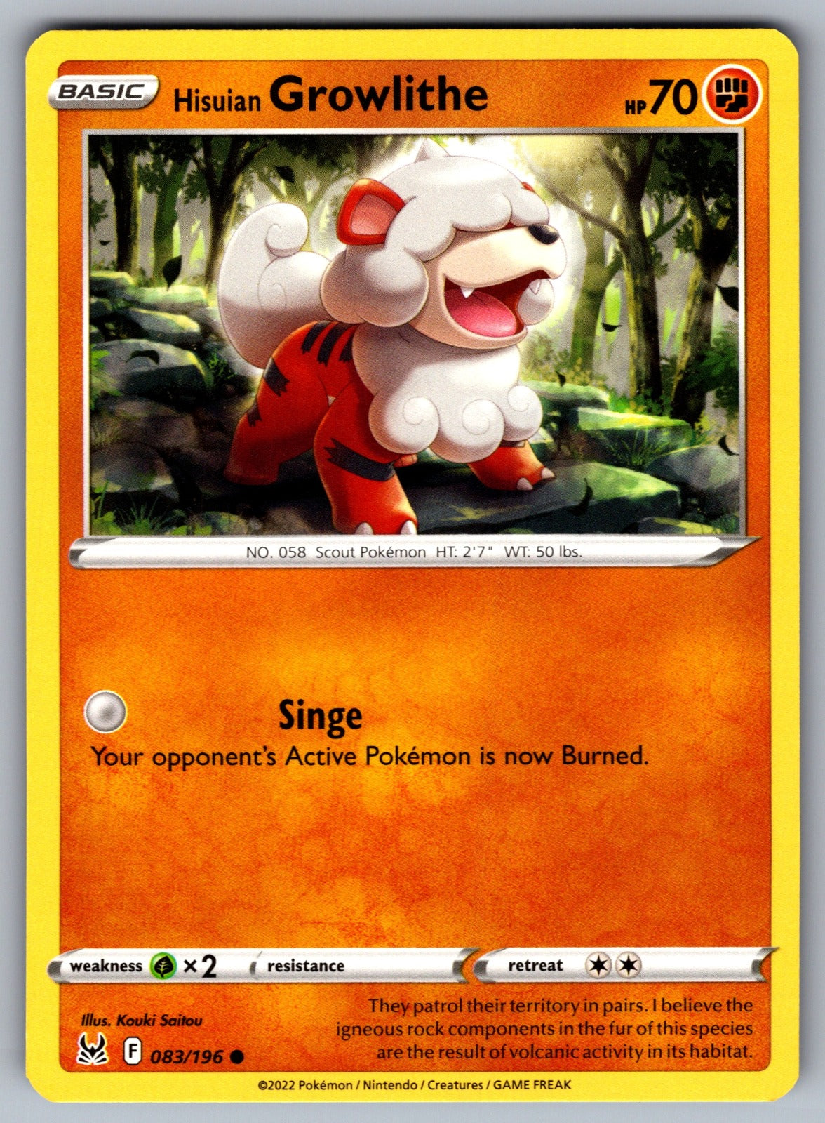 Hisuian Growlithe Common SWSH11: Lost Origin 083/196 NM 2022