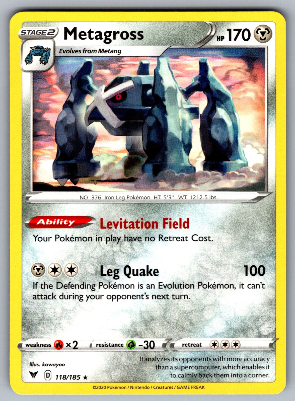 Metagross Rare SWSH04: Vivid Voltage 118/185 NM 2020