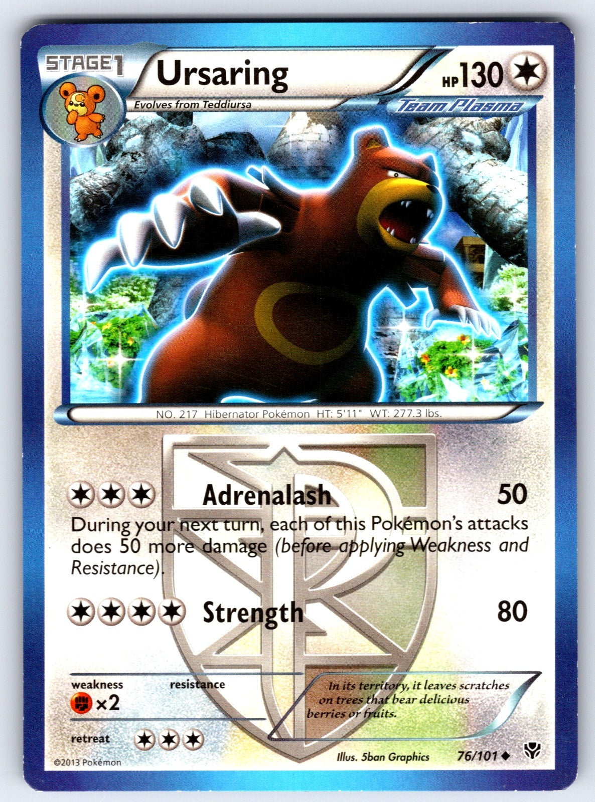 Ursaring (Team Plasma) Uncommon Plasma Blast 76/101 LP 2013