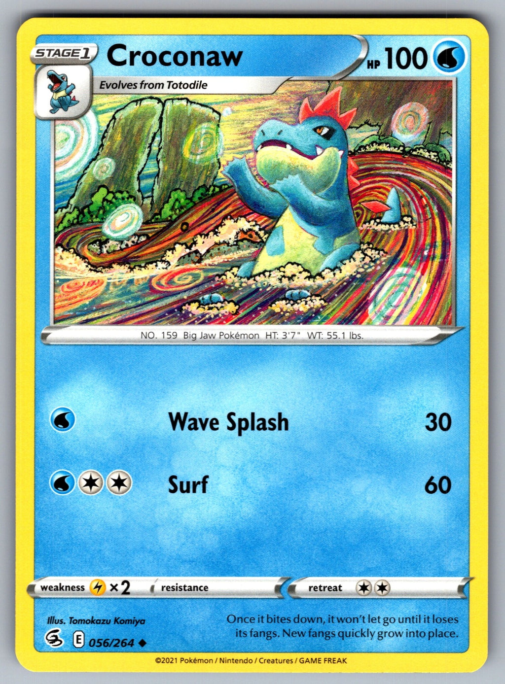 Croconaw Uncommon SWSH08: Fusion Strike 056/264 NM 2021