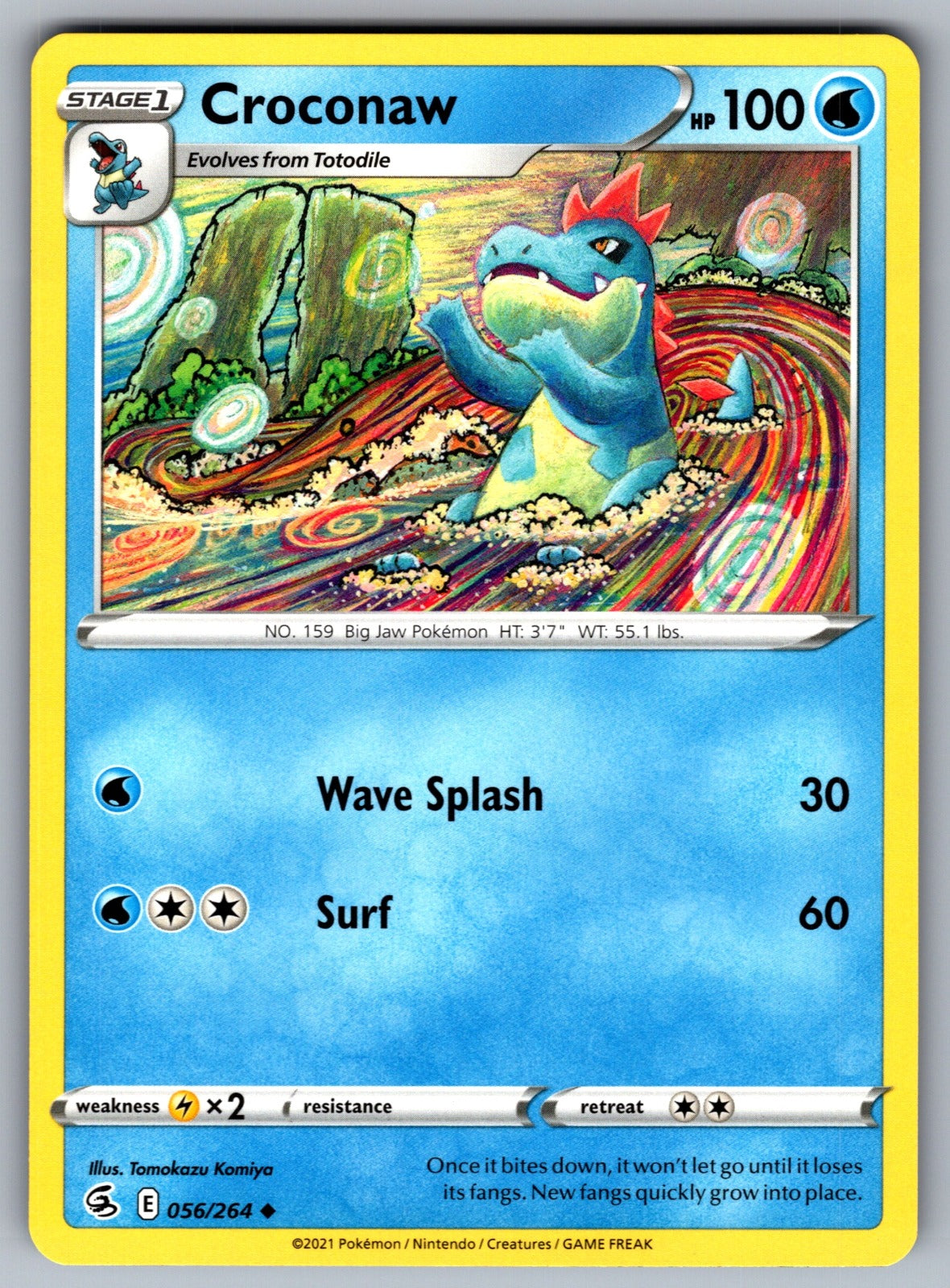 Croconaw Uncommon SWSH08: Fusion Strike 056/264 NM 2021