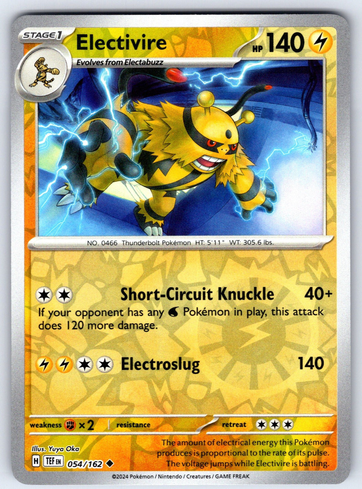 Electivire Reverse Holo Uncommon SV05: Temporal Forces 054/162 NM 2024
