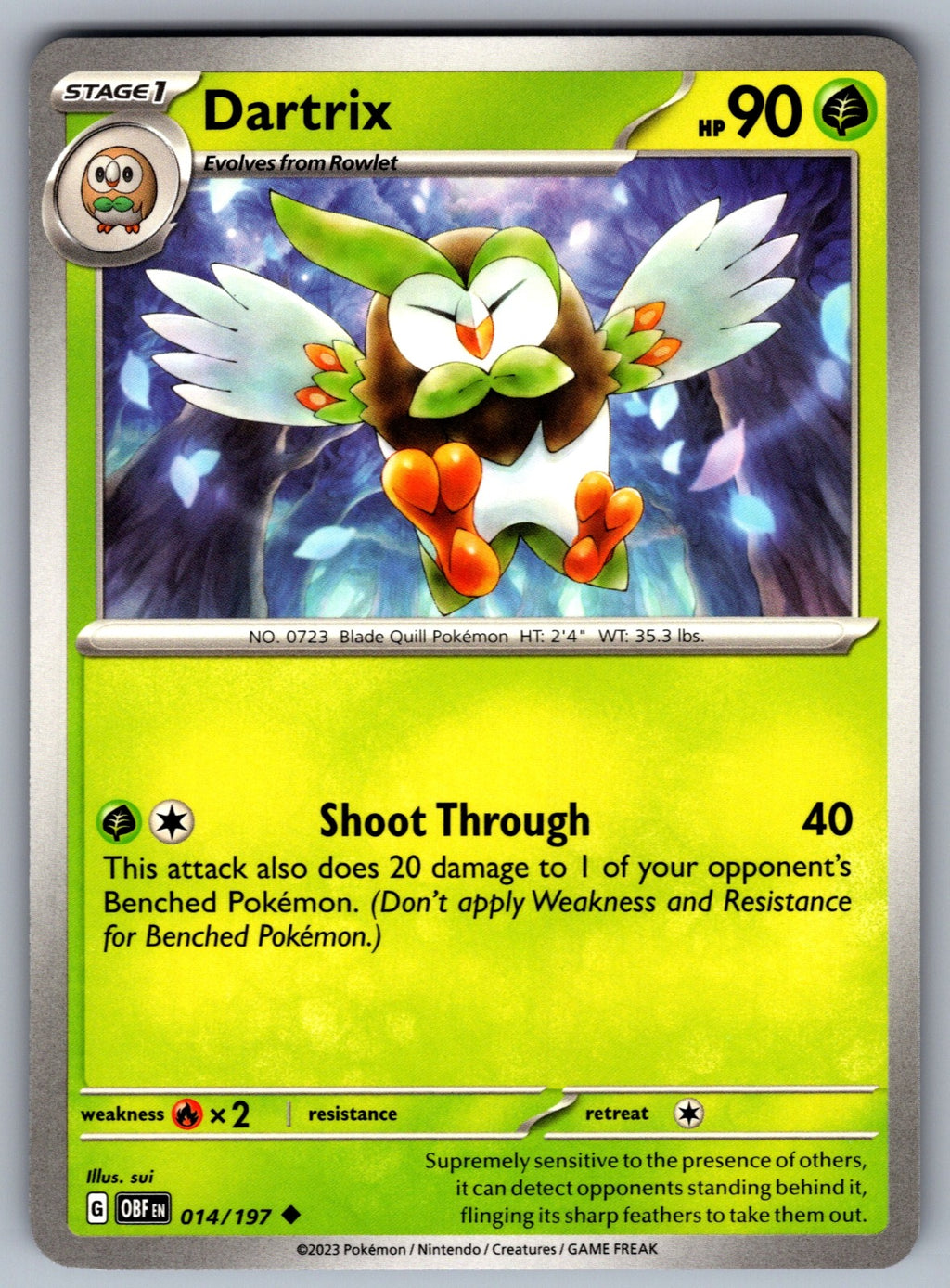 Dartrix Uncommon SV03: Obsidian Flames 014/197 NM 2023