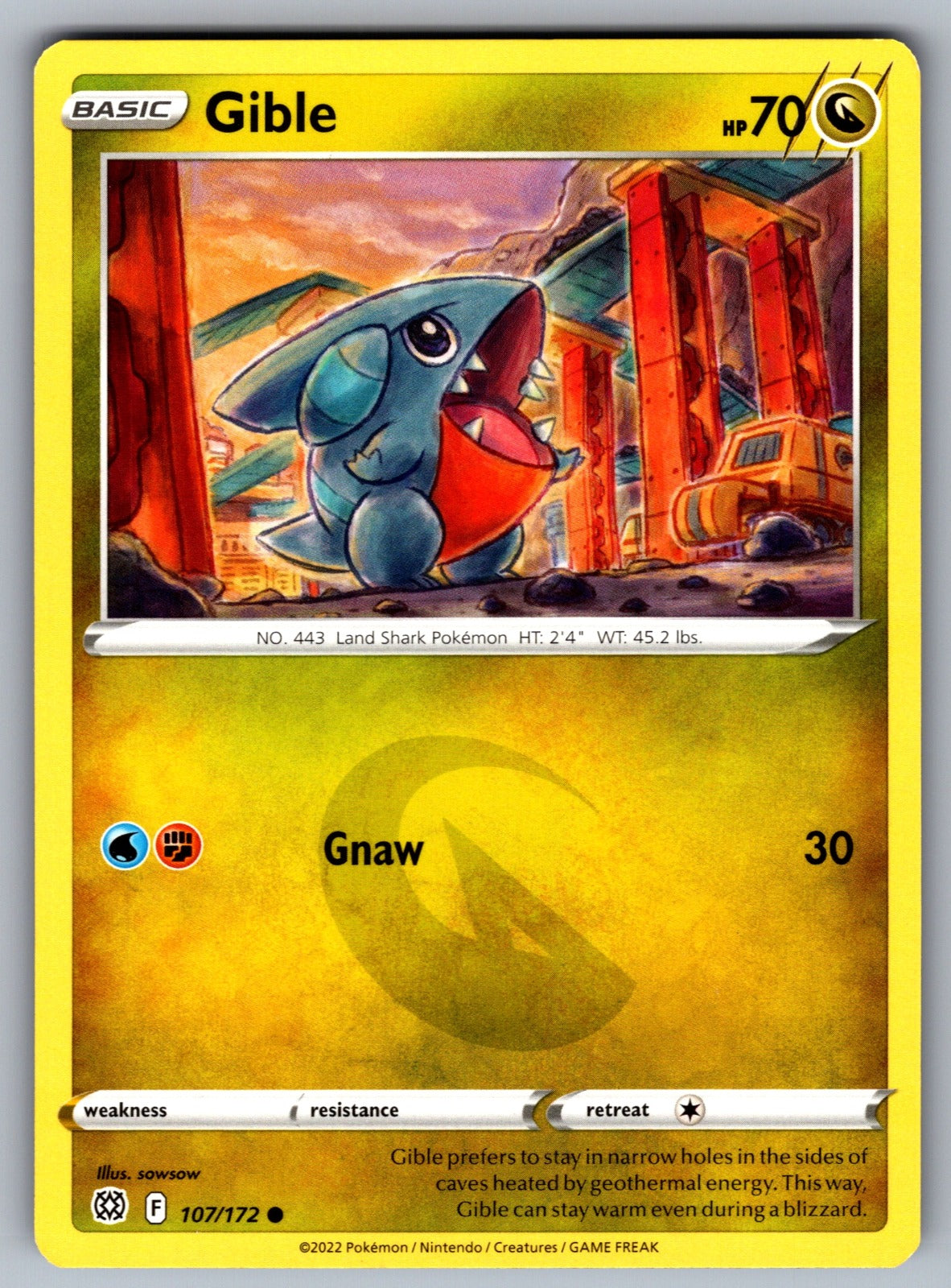 Gible Common SWSH09: Brilliant Stars 107/172 NM 2022